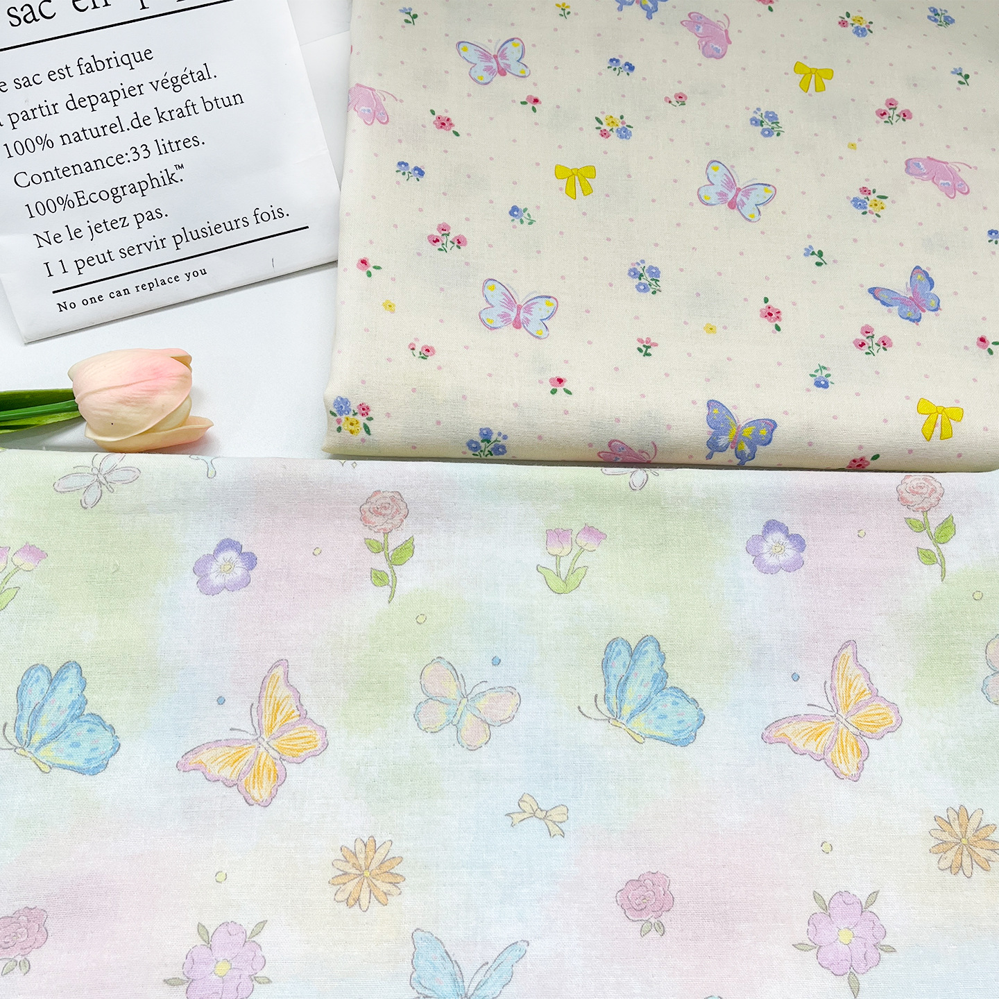 Bamboo Fiber Gauze Butterfly Print Baby Summer Anti-Mosquito Pants Clothing Home Clothes Saliva Towel Bath Towel Fabric