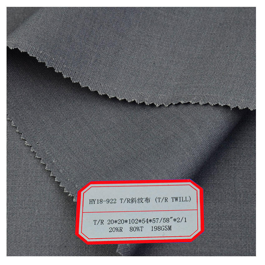 T/R twill 20 polyester viscose 200g casual wear fabric T/R twill 80% polyester casual fabric