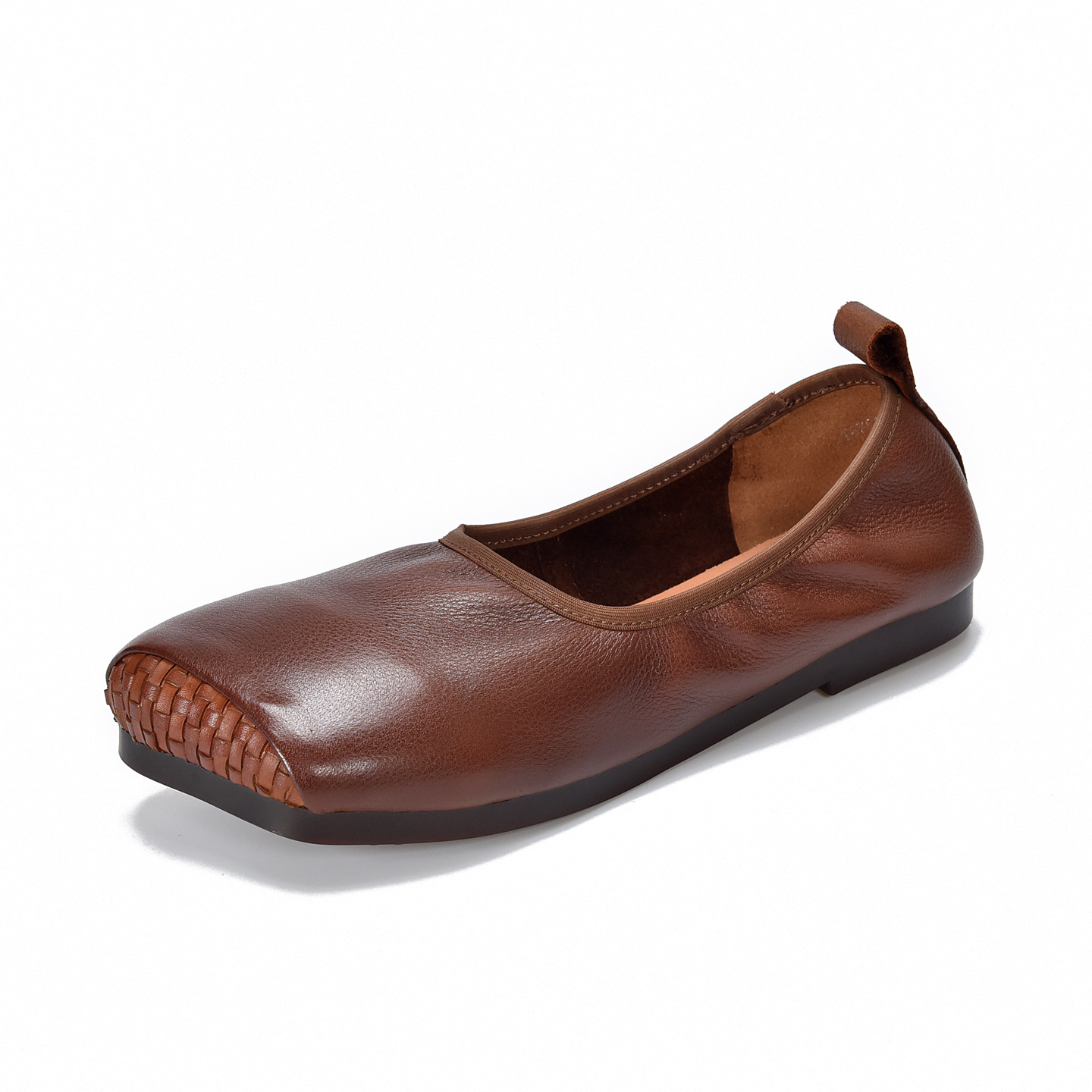 Picture of Vintage casual flat single shoes square toe leather woven women's shoes 2025 autumn new top-layer cowhide over-the-foot women's shoes