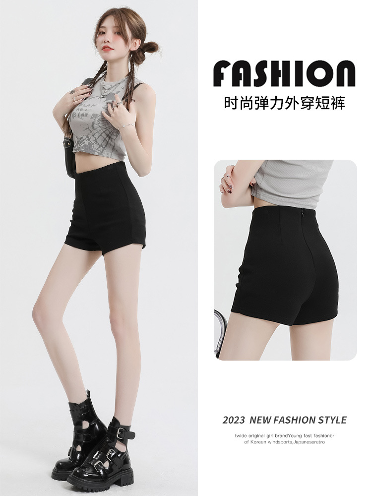 2025 New Summer Black Tight Shorts for Women, High-Waisted Bottoms, Missing Casual Hot Girls Outer Wear Slimming Hot Pants