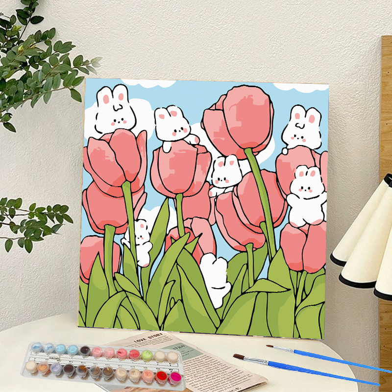 Picture of Digital oil painting landscape Dafen village hand-painted mathematical oil painting coloring painting oil painting flowers flower oil painting wholesale