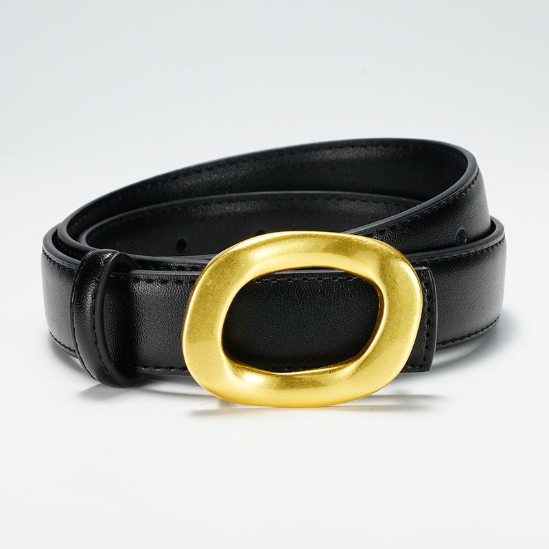 Women's Belt with Alphabet Buckle Women's Jeans Belt Women's Korean Style Fashion All-match Decorative Leather Belt for Hair