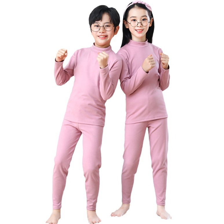 Picture of Children's warm clothes suit boys' underwear girls' half turtleneck autumn clothes long pants middle and big children boys' cotton sweater autumn and winter