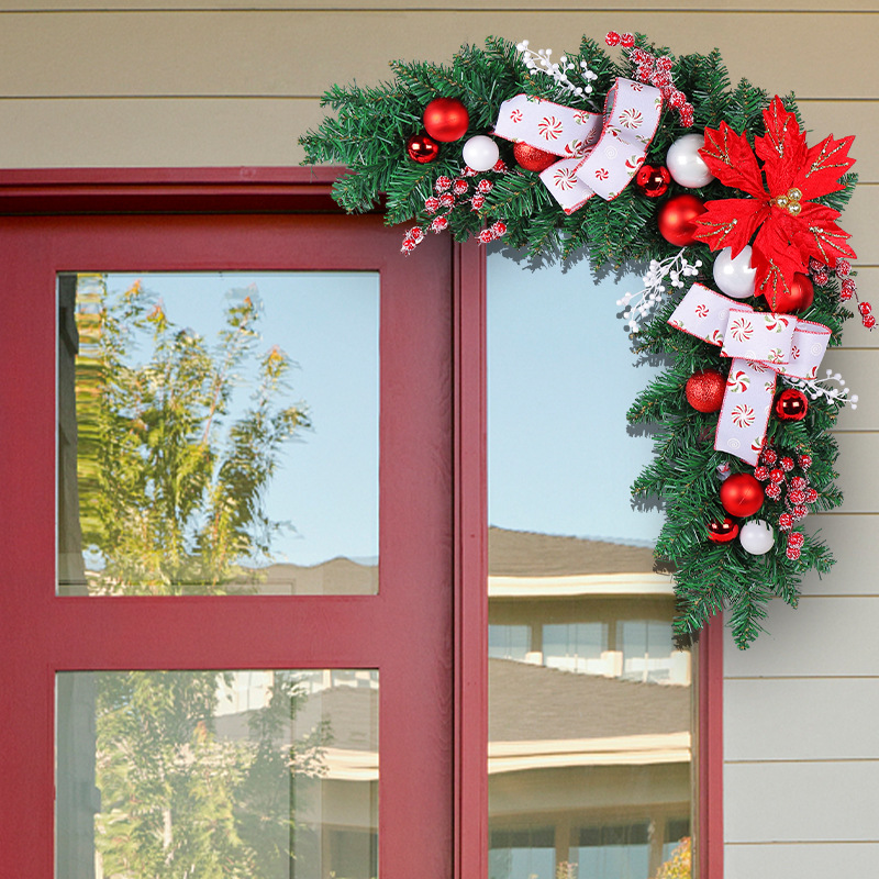 Christmas Door Corner Rattan Decoration New Christmas Ball Garland Window Pendant Family Door Lintel Scene Layout Wholesale