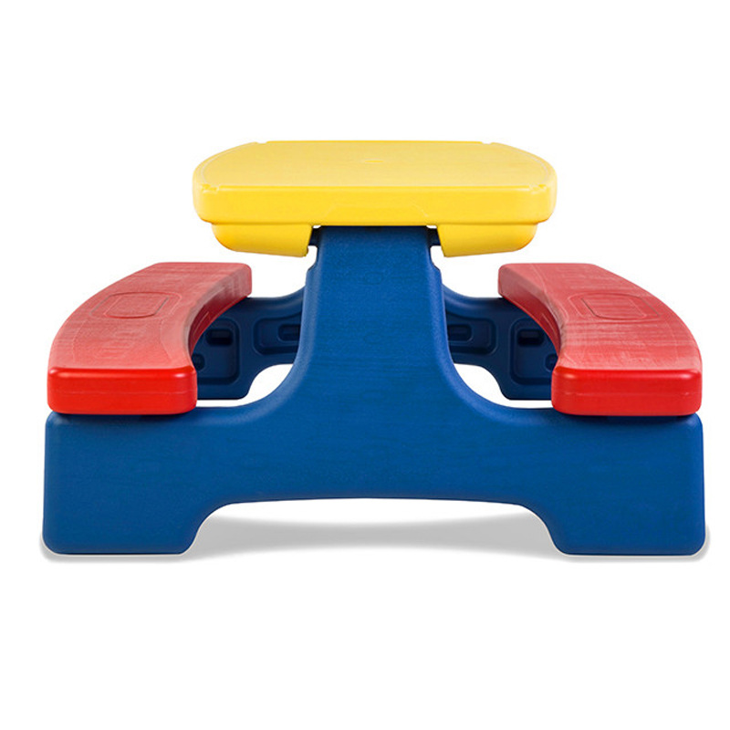 Picture of Foldable Children's Outdoor Table and Chairs with Umbrella for Four People Picnic Game Table Furniture Kindergarten Learning Desk Learning Table