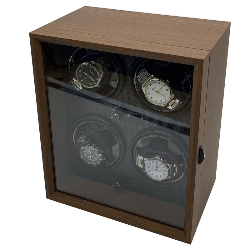 Picture of Foreign Trade Version of Walnut Pattern Wooden 4-Position Electric Mechanical Watch Winder with Four-Position Fully Automatic Winder