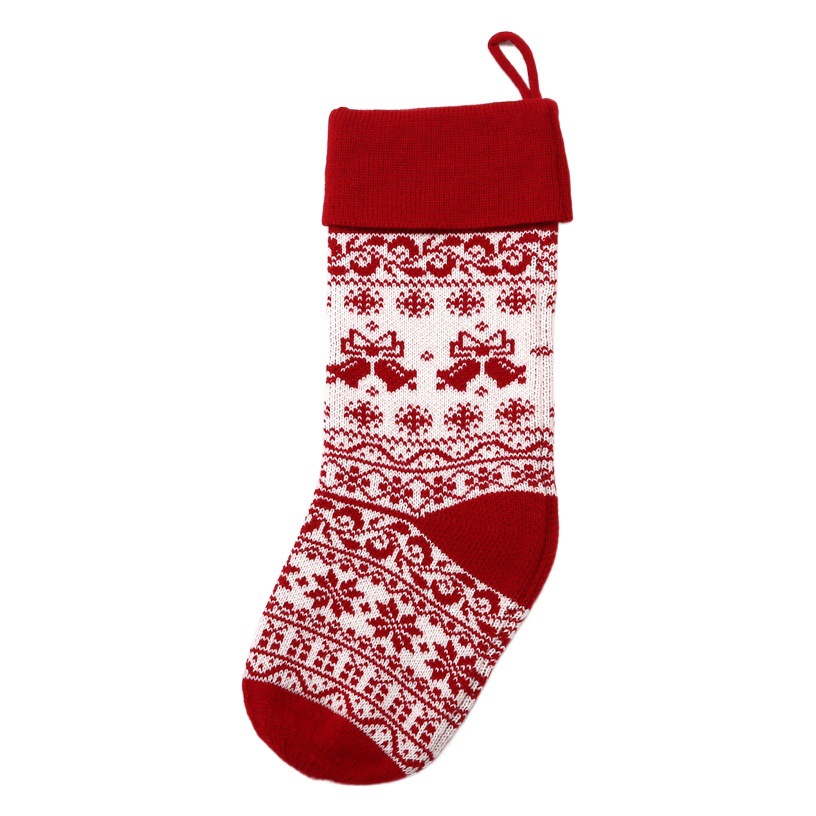 Large Christmas socks candy bag scene layout decorative ornaments knitted gift bag wool jacquard Christmas gift
