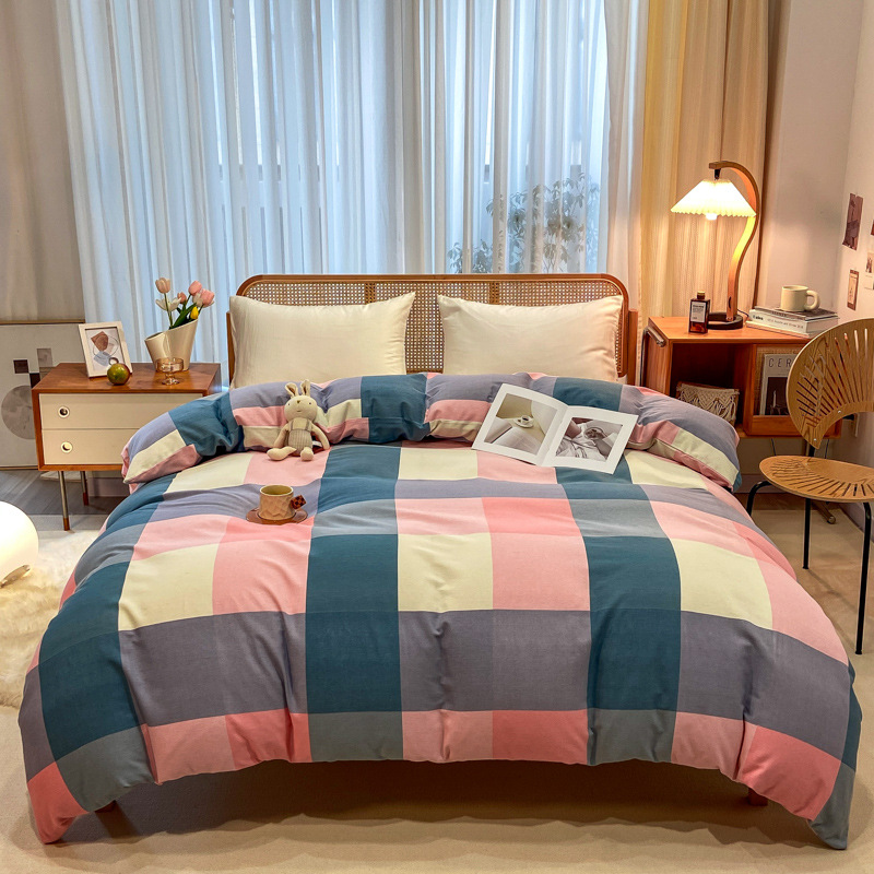 Picture of Cotton brushed duvet cover single piece modern simple single double dormitory thickened quilt cover pure cotton duvet cover single piece