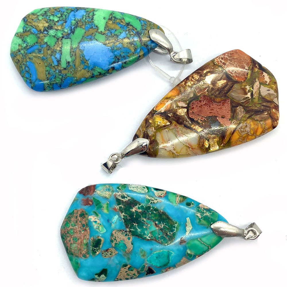 Picture of Amazon Explosions Natural Stone Turquoise Pendant Drop-Shaped Polished Pendant DIY Necklace Pendant Accessories