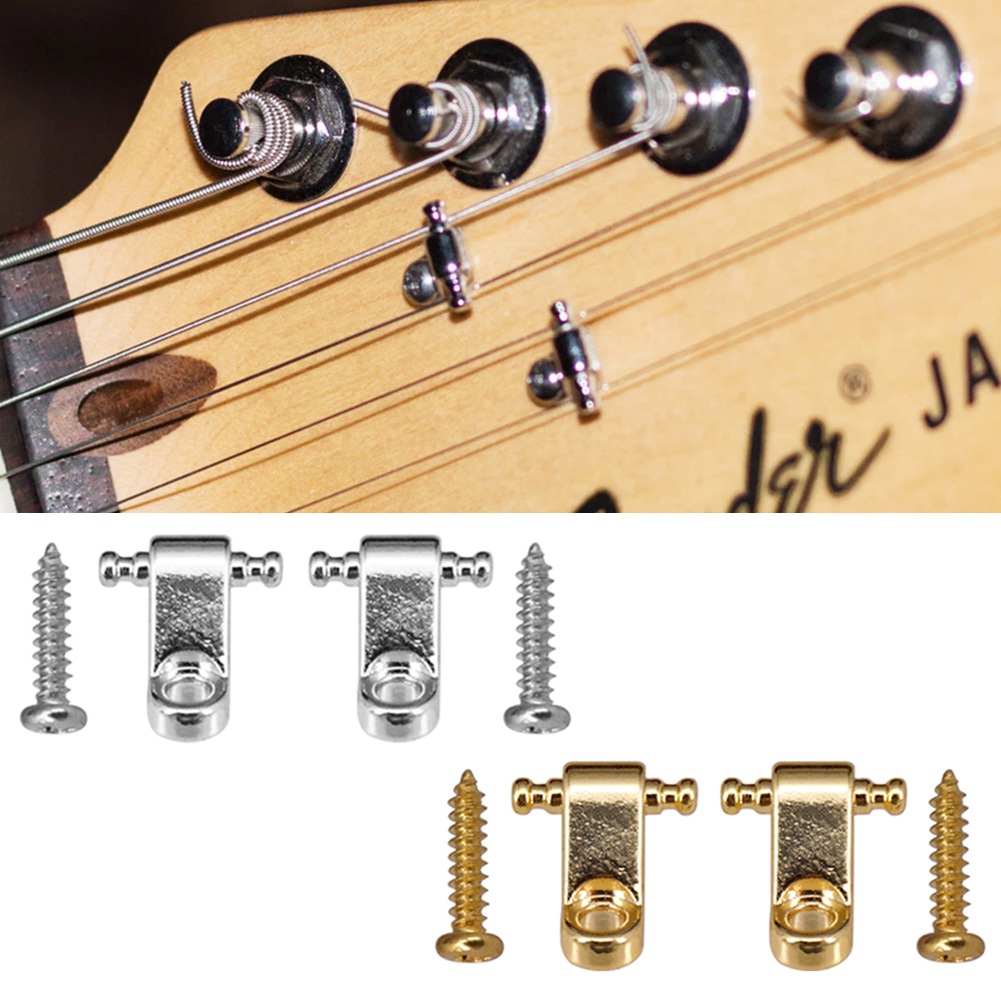 2 Electric guitar press string buckle string holder for Fenders Strat Tele ST TL silver/gold