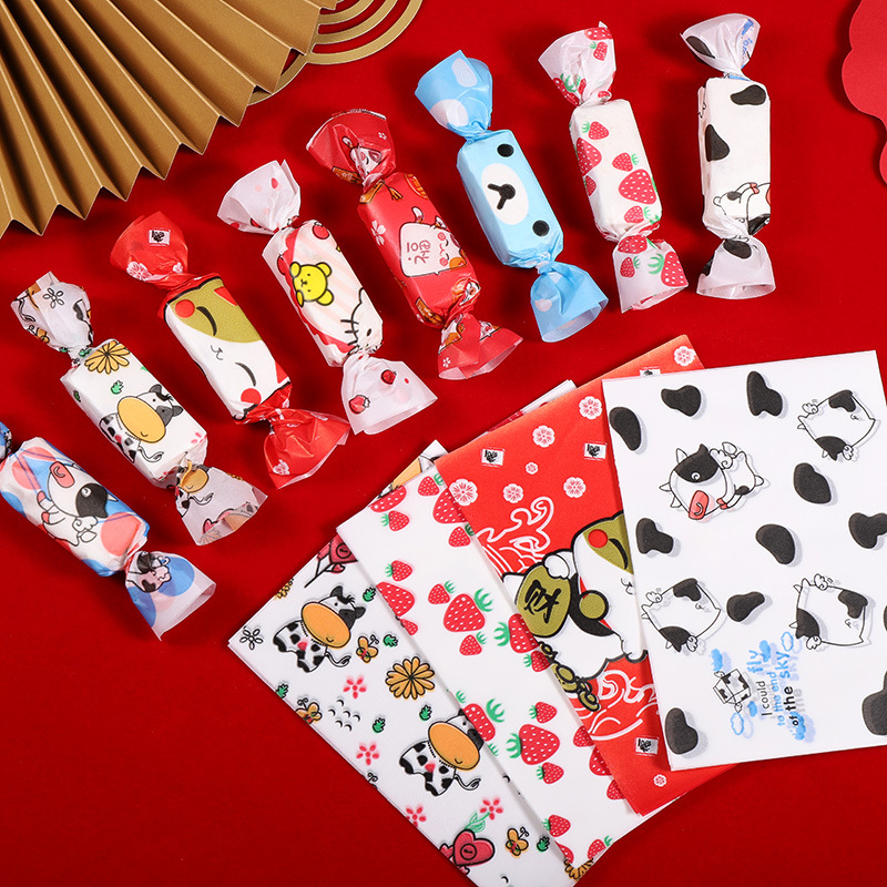 Picture of Nougat Wrapping Paper 100 Baking Handmade Cute Candy Paper Silicone Paper Self-sealing New Year's Sugar Paper Bag