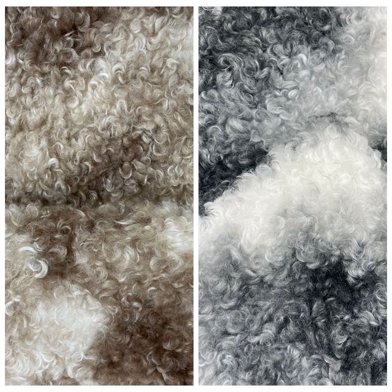 Supply sheep roll small alpaca wool sheep ring cashmere roll tie-dyed printing particles cashmere fashion coat fabric