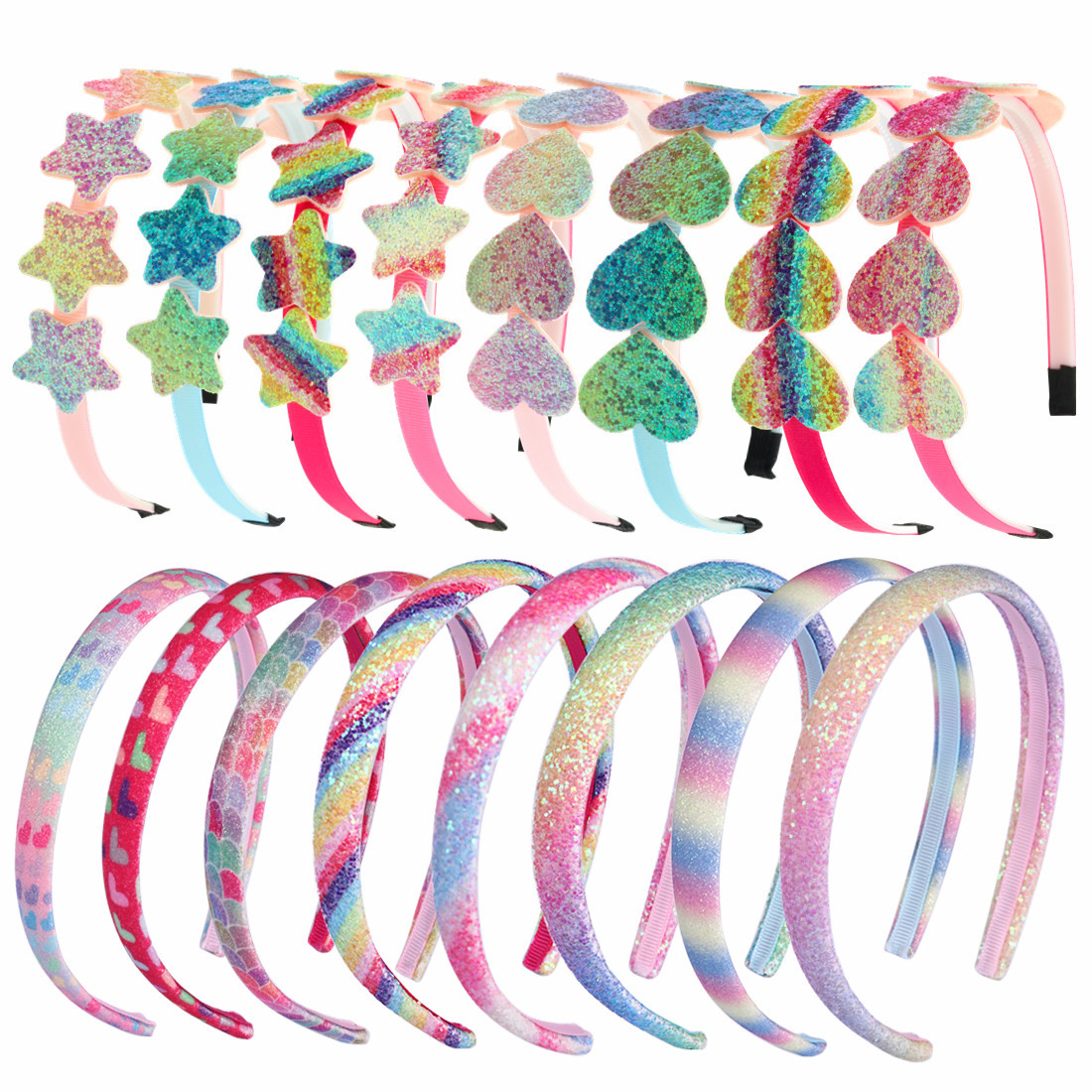 Fashionable Colorful Love Star Headband Gradient Rainbow Color Mermaid Headband Children's Party Hair Accessories