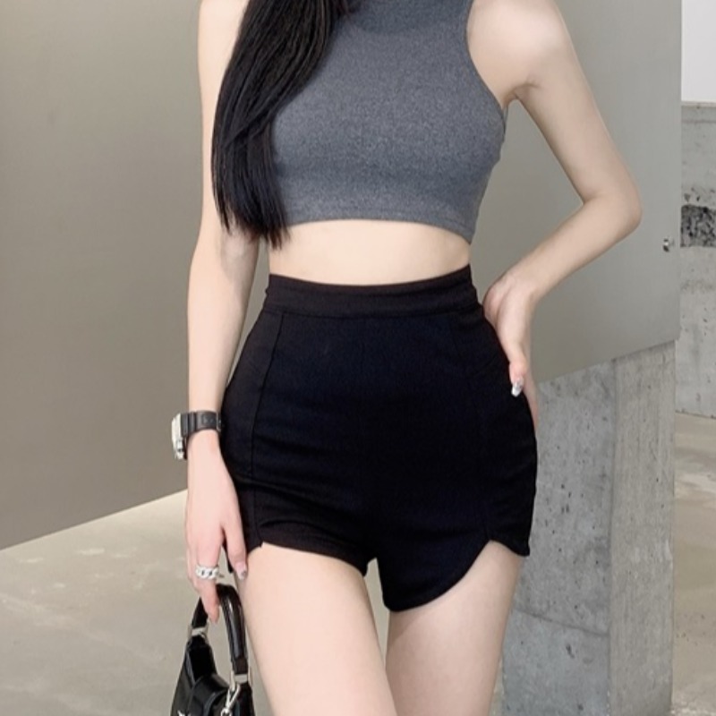 2023 Spice Girl Sexy Sports High Waist Slimming Outer Wear Shorts Stretch Tight All-match Belly Pants Black Hot Pants for Women