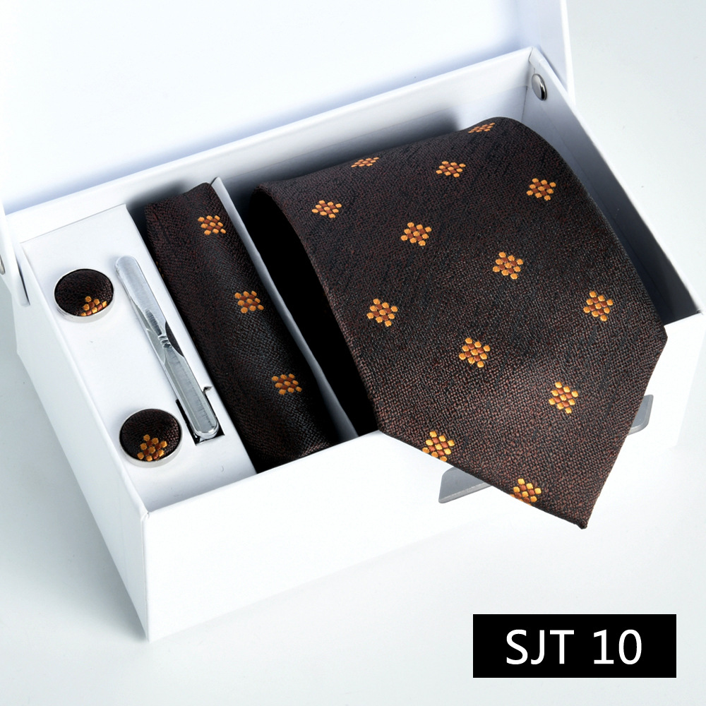 Picture of Tie formal business executive 5-piece gift box wedding = = groom wedding festive wine red in stock new