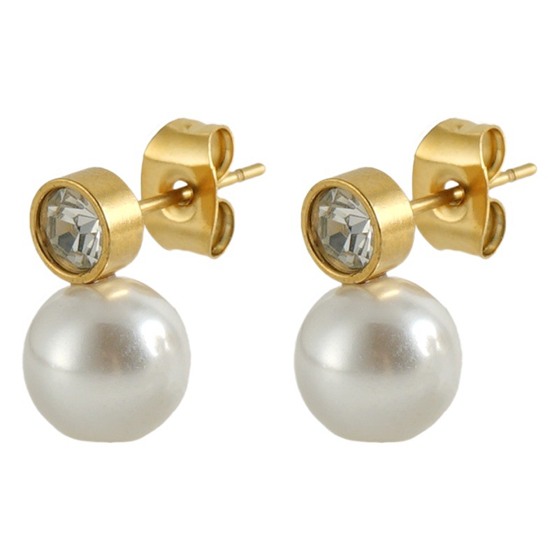 2025 New Summer Style Titanium Steel Pearl Earrings, Exquisite and Versatile Design, Internet Celebrity Style Stainless Steel Earrings for Women