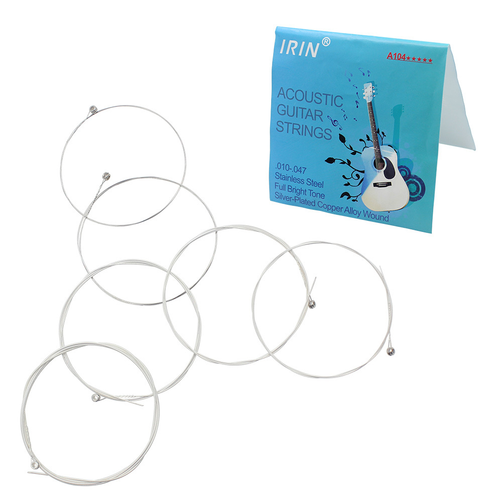 Picture of IRIN Folk Guitar Strings A104 Set of 6 Silver Plated Acoustic Guitar Set Strings Anti-rust Strings Guitar Strings Manufacturer