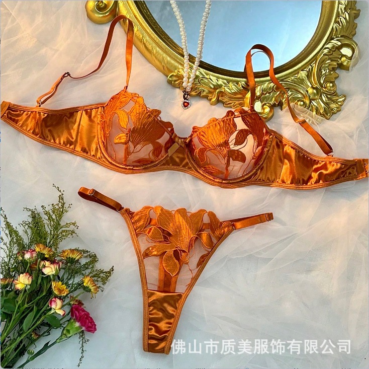 Picture of Europe and the United States small fresh flower embroidery sexy underwear sexy bra Amazon sexy suit ladies 23171