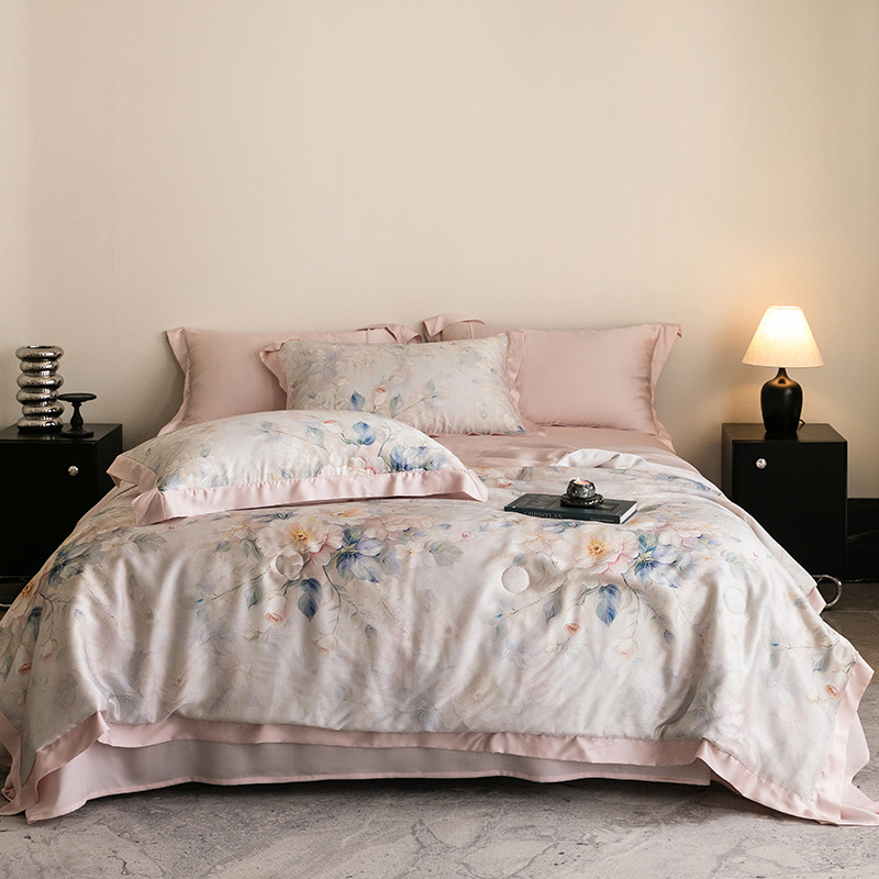 Picture of Light Luxury 100 Lyocell Tencel Summer Cool Quilt Four-Piece Set Air Conditioned Quilt Summer Quilt Advanced Sense Class A Maternal and Infant Quilt