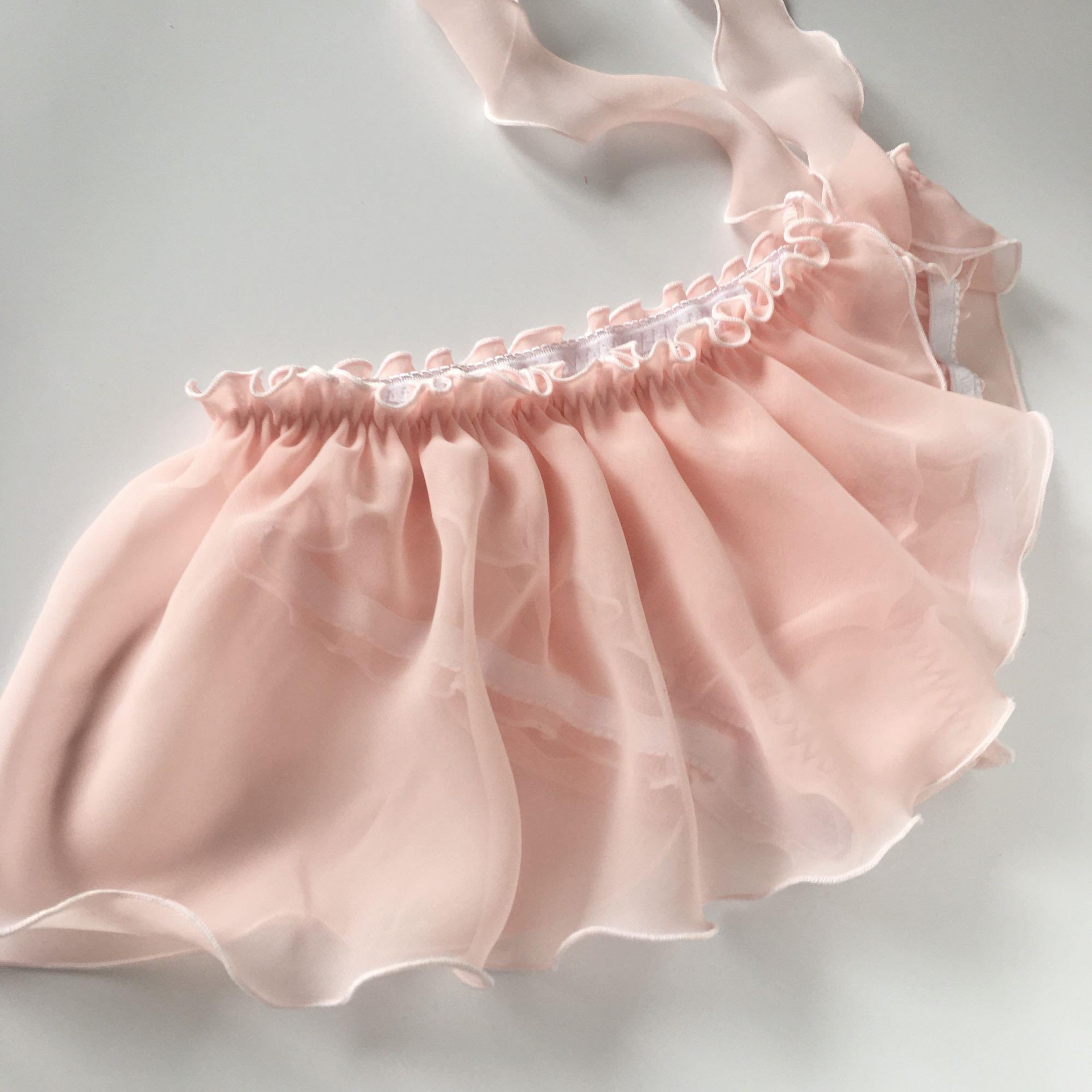 Picture of Pure Fairy Mist Pink Meat Orange Small Skirt Tie Strap Side-opening Women's Underwear Translucent Large Lotus Leaf Cotton File