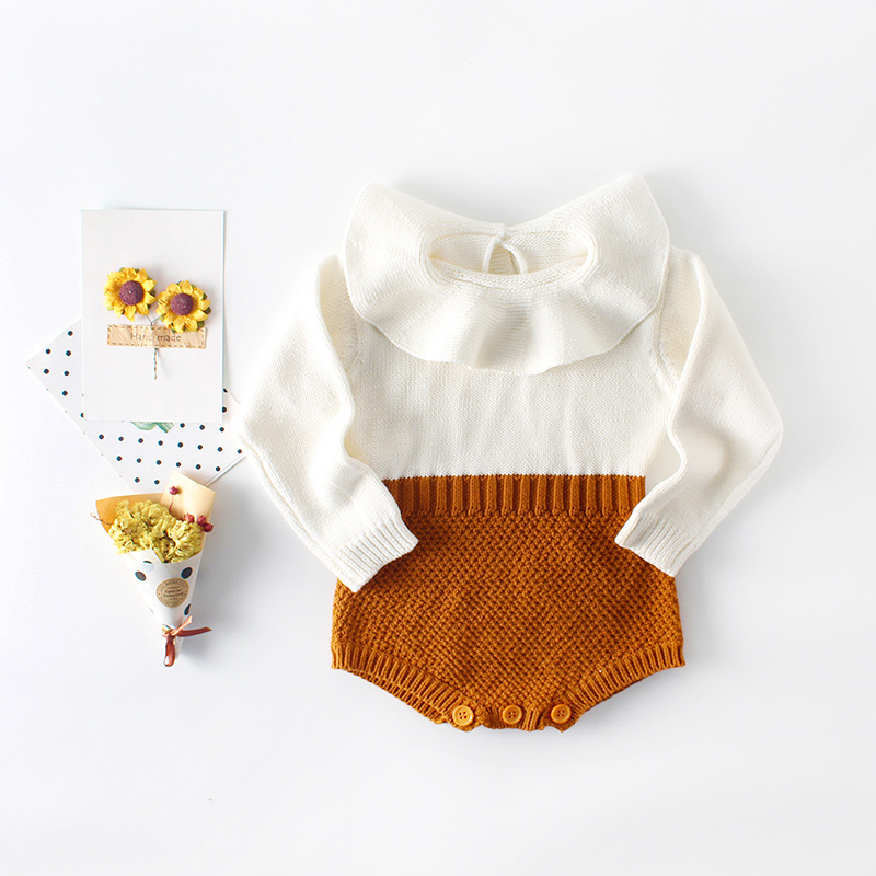 Picture of ins Hot Selling Spring and Autumn Girl Baby Baby Baby Doll Collar Knitted Wool Jumpsuit