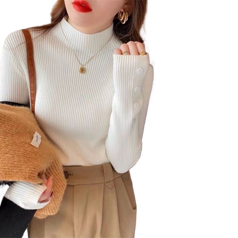 Picture of Knitted Half-turtleneck Sweater 2025 Autumn and Winter Slimming New Long-sleeved Slim-fit Top Stylike Base Core-spun Yarn