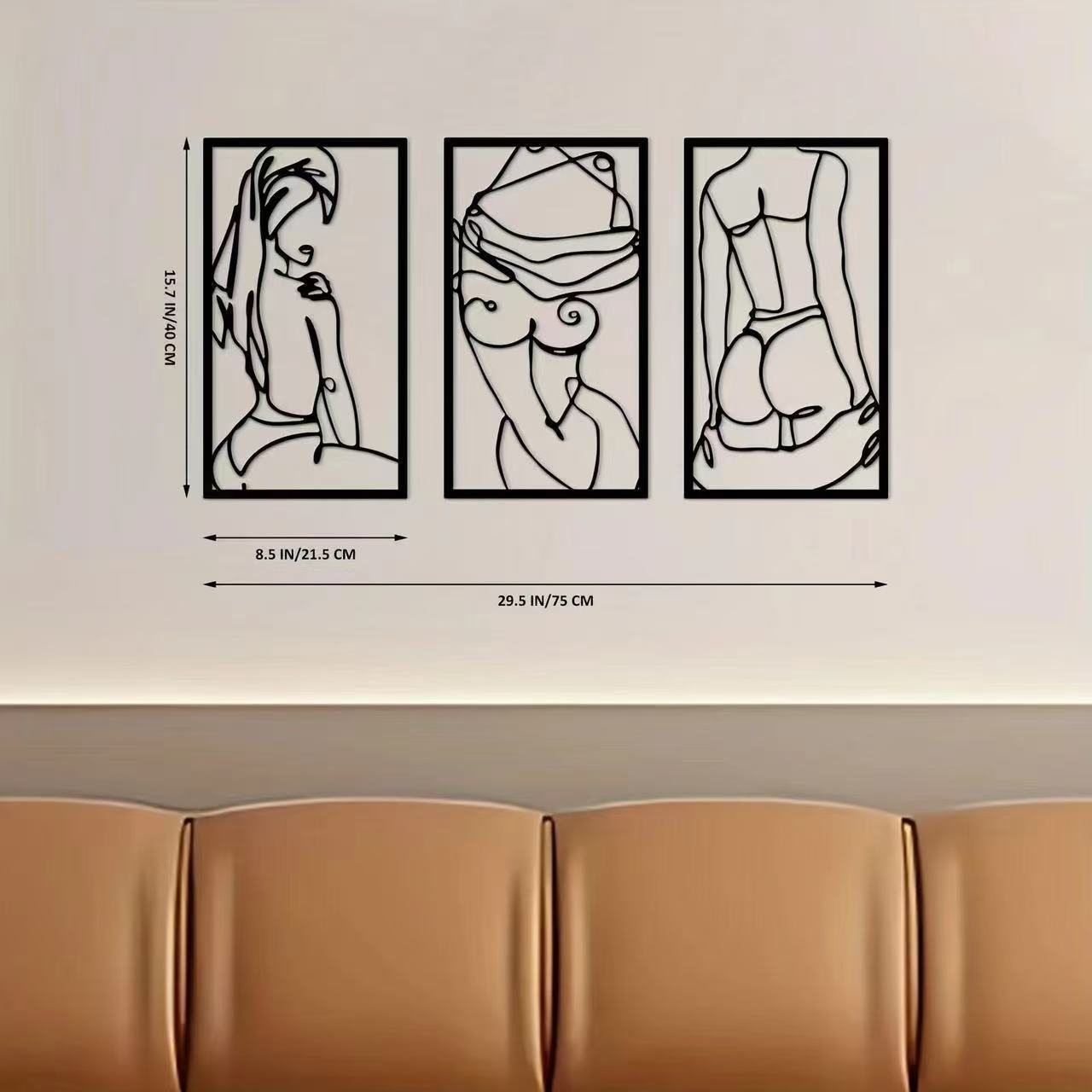 Picture of Amazon Metal Simple Female Line Silhouette Background Wall Iron Crafts Home Living Room Bedroom Wall Hanging