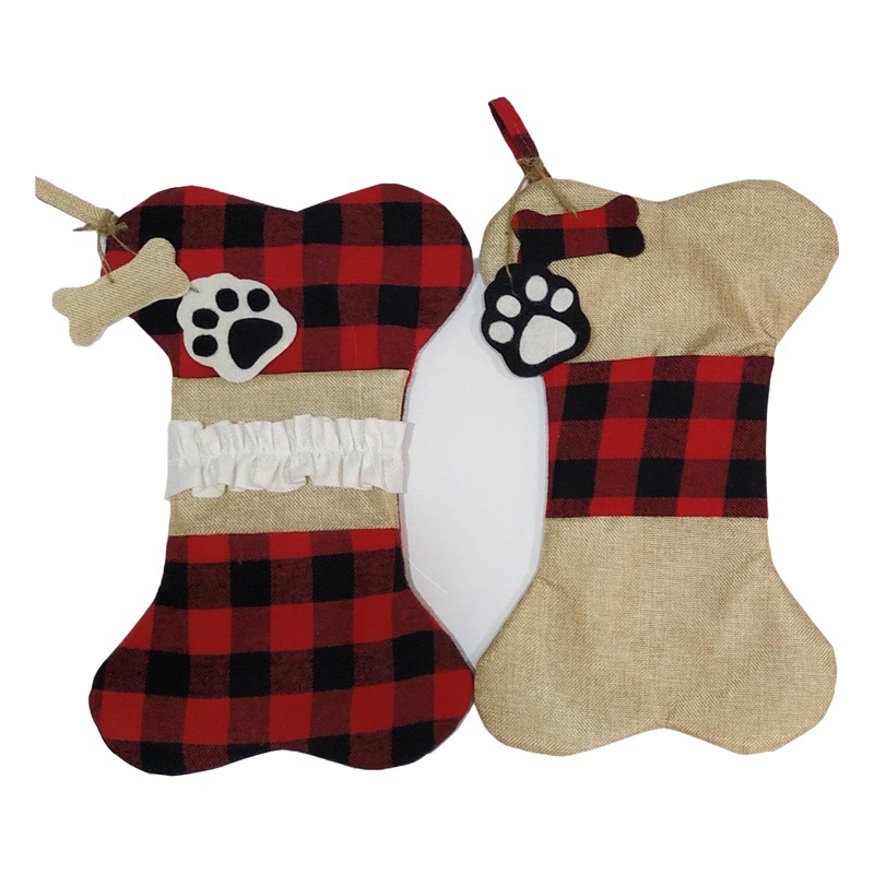 Amazon Christmas decorations Christmas socks gift bag linen gaby bones pet Christmas decoration socks