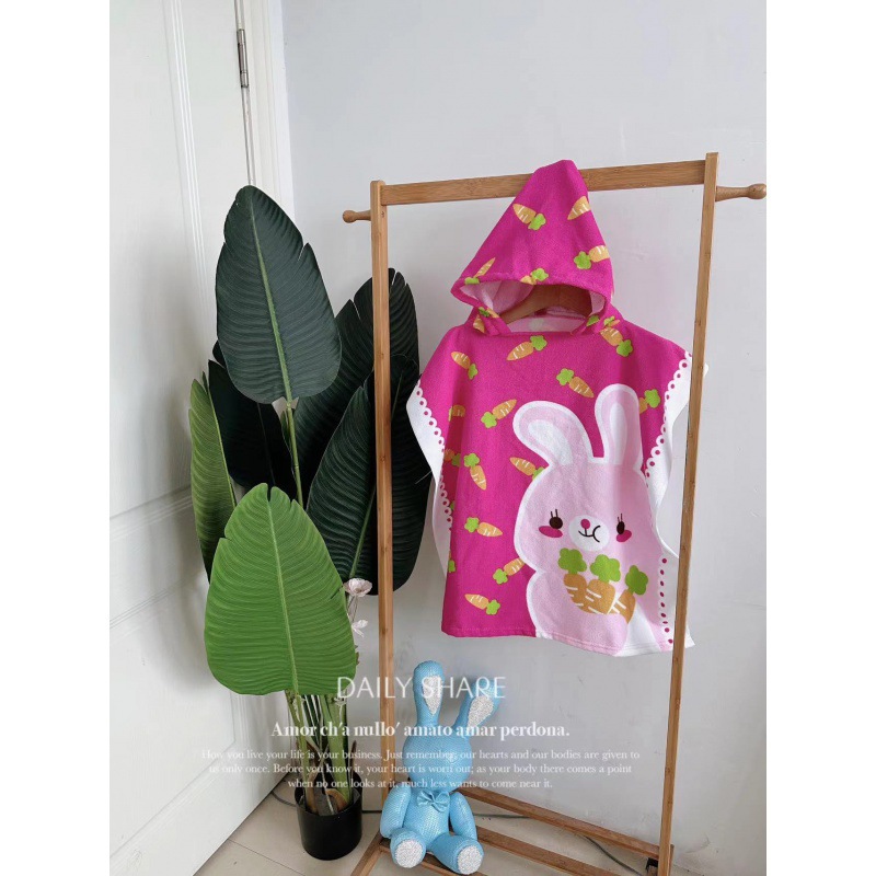 Picture of Children's Bath Towel Hooded Poncho Bathrobe Super Soft Wearable Baby Absorbent Towel for Boys and Girls Swimming