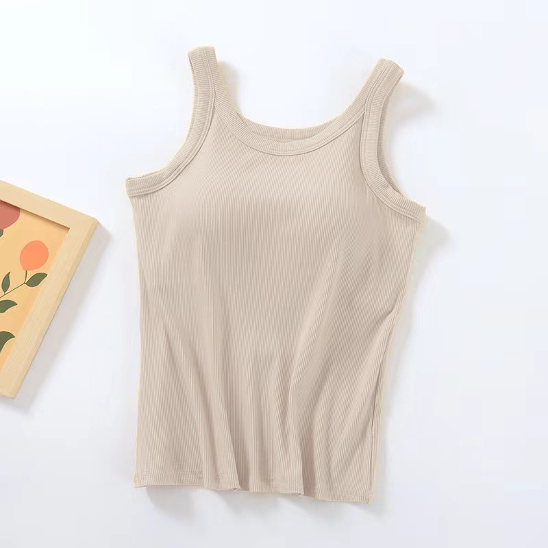 Picture of Vest with Chest Pad Sling Wide Shoulder Strap Base Cup Bra One-piece Underwear Long Top Anti-slip Sleeveless Women