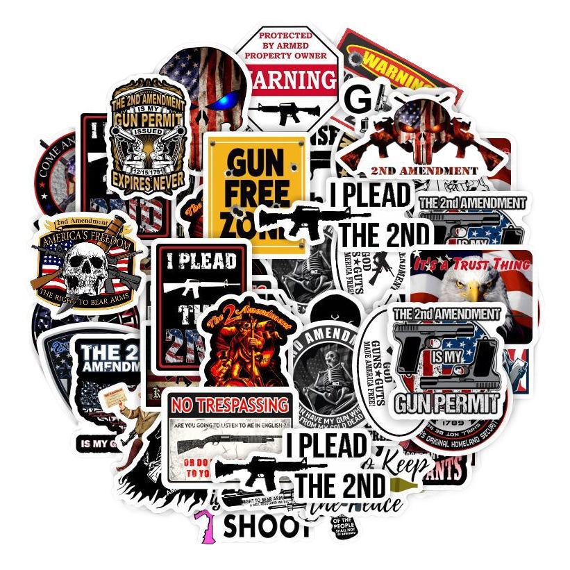 Second Amendment 50 Bill Stickers American Law & Order Luggage Locomotive Refrigerator Stickers