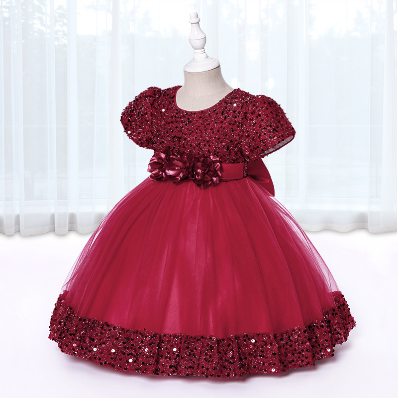 Picture of One-year-old dress baby girl children's dress Princess dress flower girl wedding dress puffy skirt Europe and the United States foreign trade wholesale cake skirt