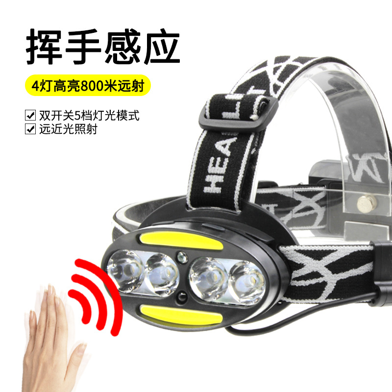 New induction headlight five-gear adjustable long-range super bright light outdoor maintenance worker safety warning light