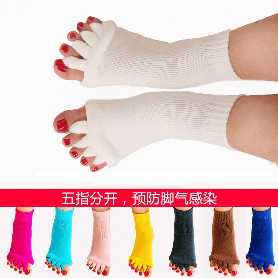 Picture of Toe Socks for Women, Acrylic Cotton Split-Toe Socks, Japanese Health Massage Yoga Toe Socks, Open-Toe Socks to Correct Thumb Valgus