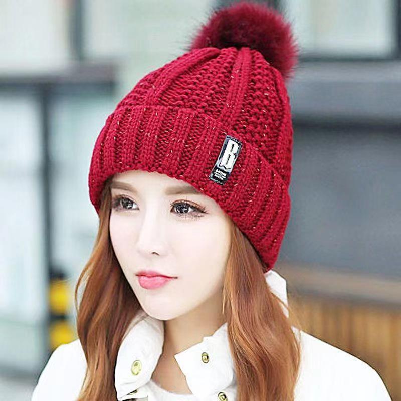 Picture of Hat Women's Autumn and Winter Velvet Thickeneded Korean Style Versatile Warm Cycling Women's Knitted Cold-Proof Hat Ear Protection Hat