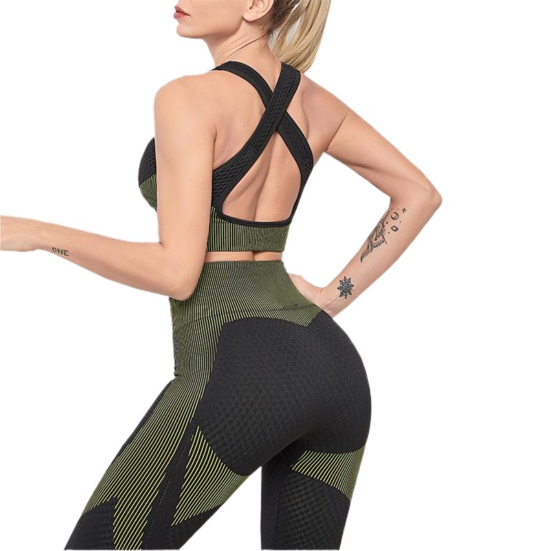 European and American Ins Cross-border Wish Hot Sale Fitness Sports suit Zipper Top Sports Bra High Waist Yoga Trousers