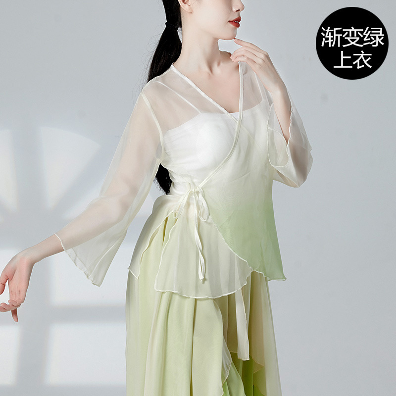 Picture of Body Body Rhyme Gradual Yarn Clothing Chinese Dance Elegant Top Women's Performance Clothing Practice Clothing Cardigan Classical Dance Clothing