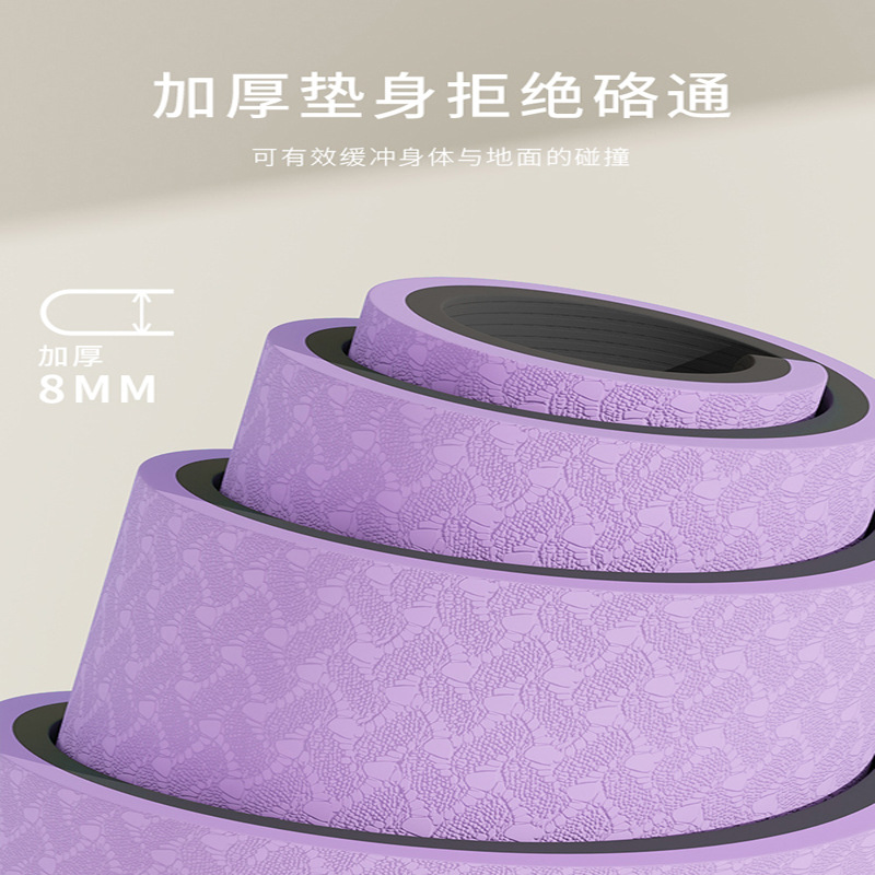 SanFan Yoga Mat Thickened, Widened and Lined for Beginners and Girls Fitness Mat Jumping Exercise Non-Slip Shock Absorbing and Sound Insulation Mat
