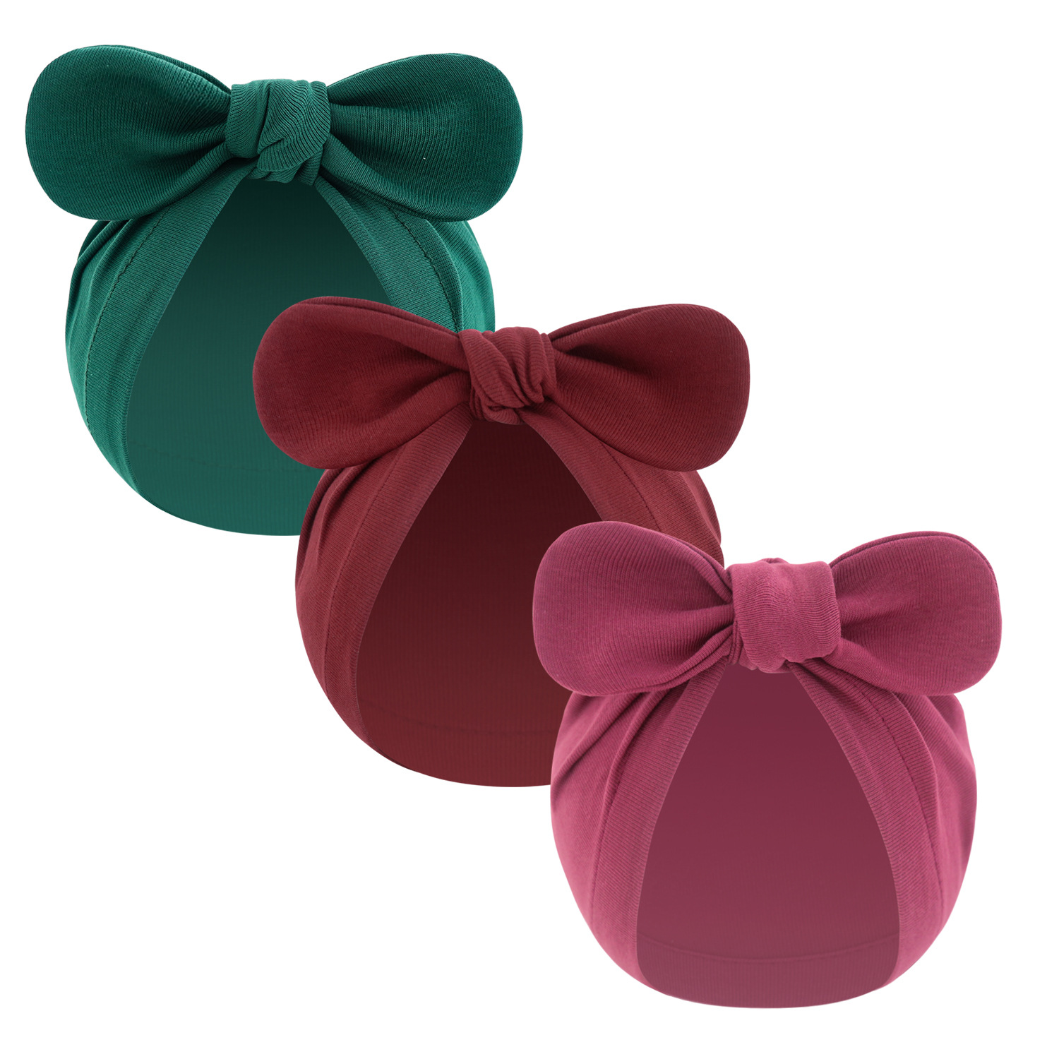 Picture of New children's solid color turtle cap baby Indian cap baby ball knotted cap ins Europe and America wholesale rabbit ear cap