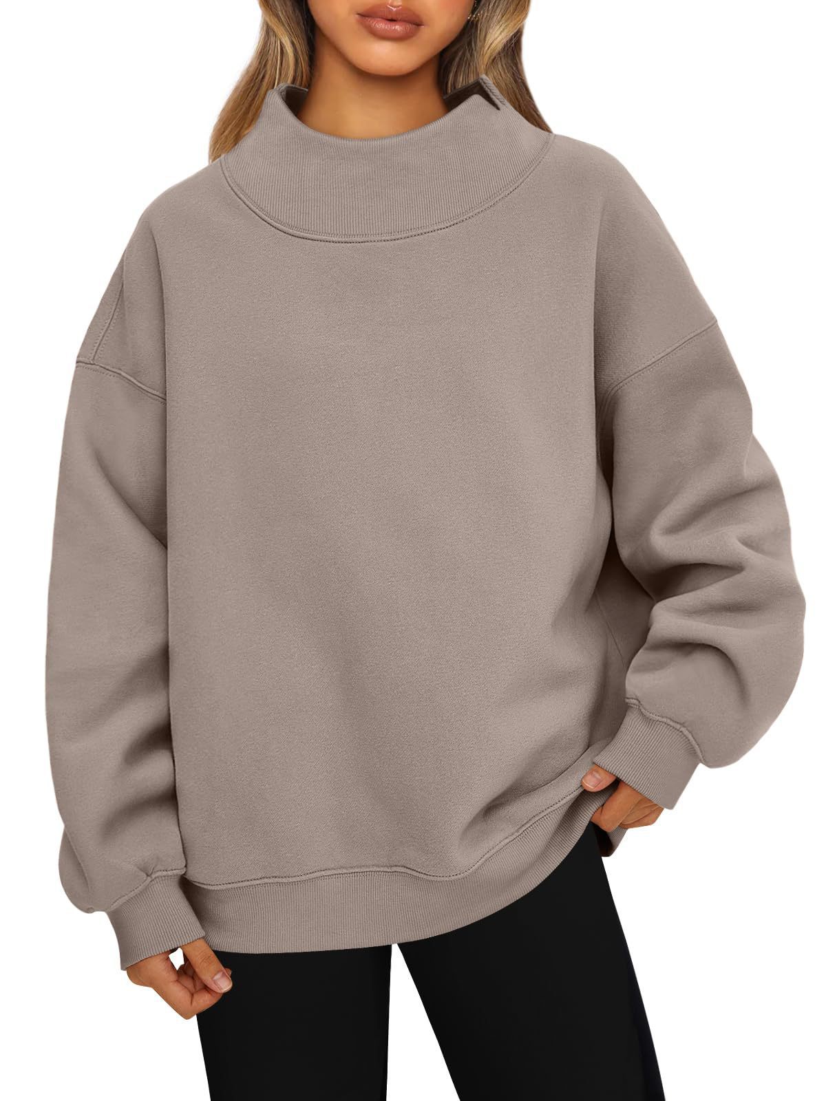 Picture of Amazon 2025 European and American Style Sweatshirt Long-Sleeved Turtleneck Pullover Sweatshirt Casual Sweatshirt Fleece-Lined Top for Women
