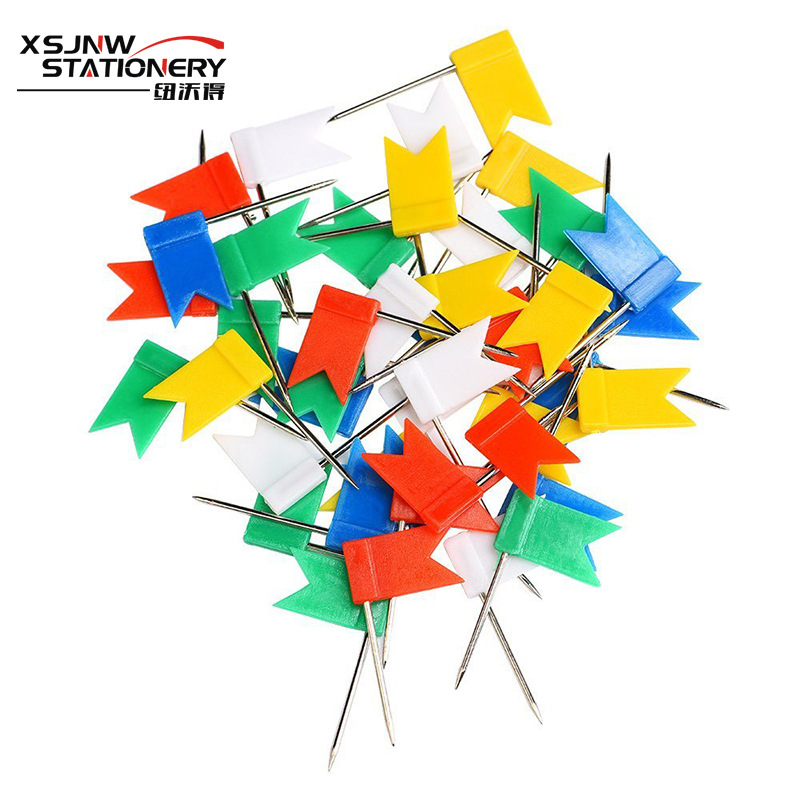 Picture of Creative pushpin long pin small flag nail colored flag nail map marking red flag nail Cork pushpin landmark nail 100 pieces/bag