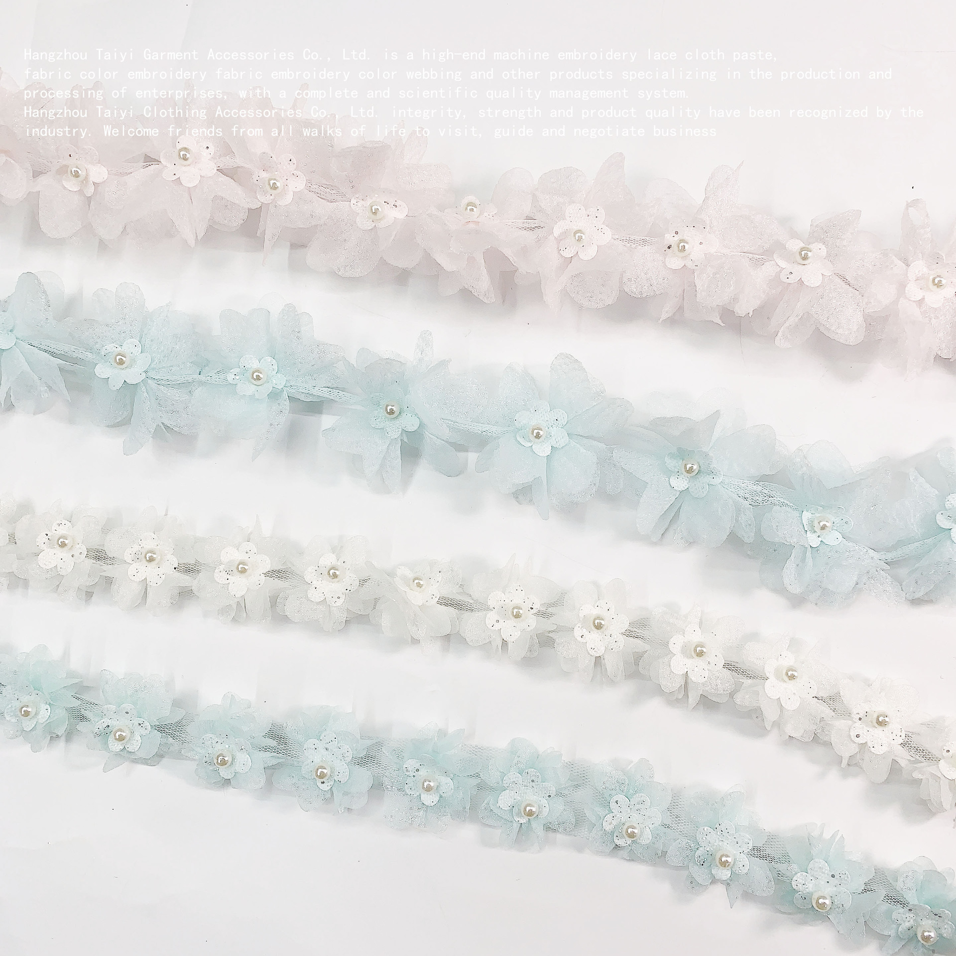 Haowu Export Handmade Beaded Double Mesh Lace Clothing Wedding Dress Headwear Accessories Water Soluble Embroidered Stereo Lace