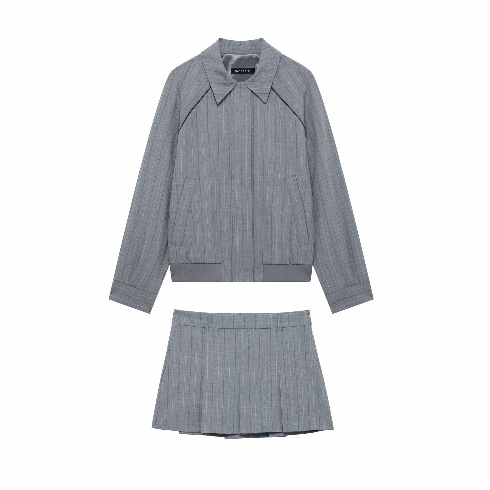 ZA cross-border women's clothing wholesale zipper loose casual coat pleated skirt suit 3152404 5247734