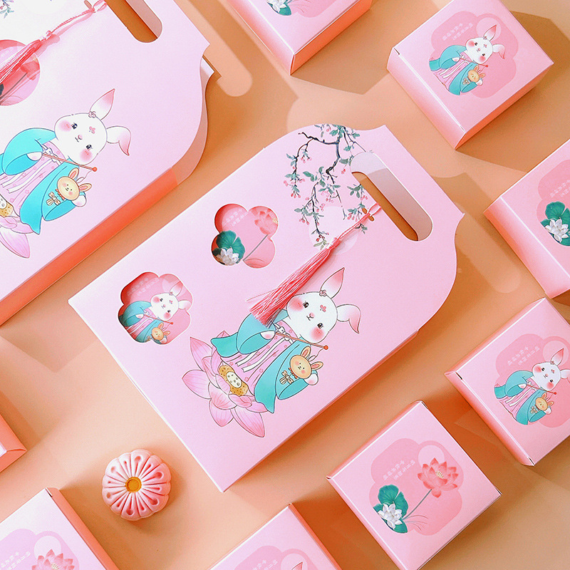 2025 Egg Yolk Cake Packaging Box Gift Box 4/6 Pieces Four Pieces Six Compartments 50G80G Tassel Mooncake Gift Box Wholesale