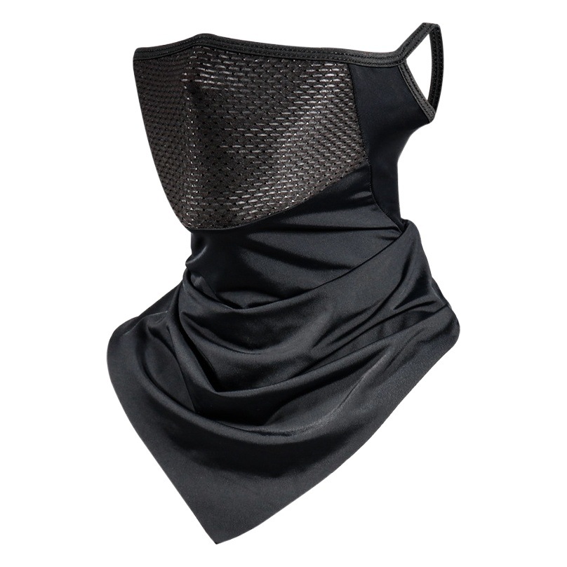 Cross-Border Summer Ice Silk Sun Protection Hood for Men, Breathable Outdoor Cycling Mask, Triangle Scarf Neck Gaiter, Breathable Ice Silk