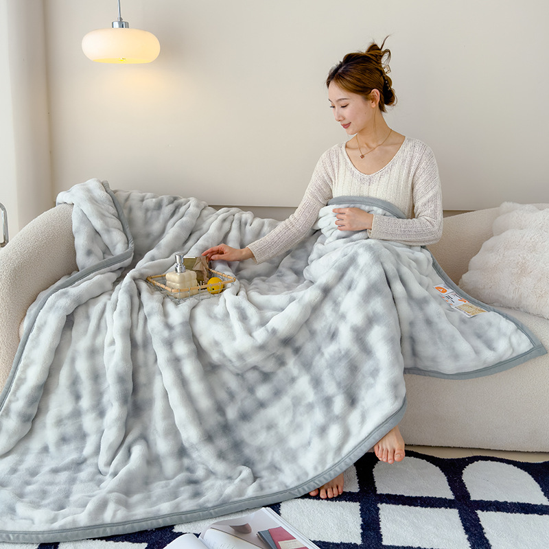 Picture of Amazon Cross-Border Warm Blanket Winter Thickened Blanket Office Milk Velvet Blanket Flannel Solid Color Rabbit Plush Blanket