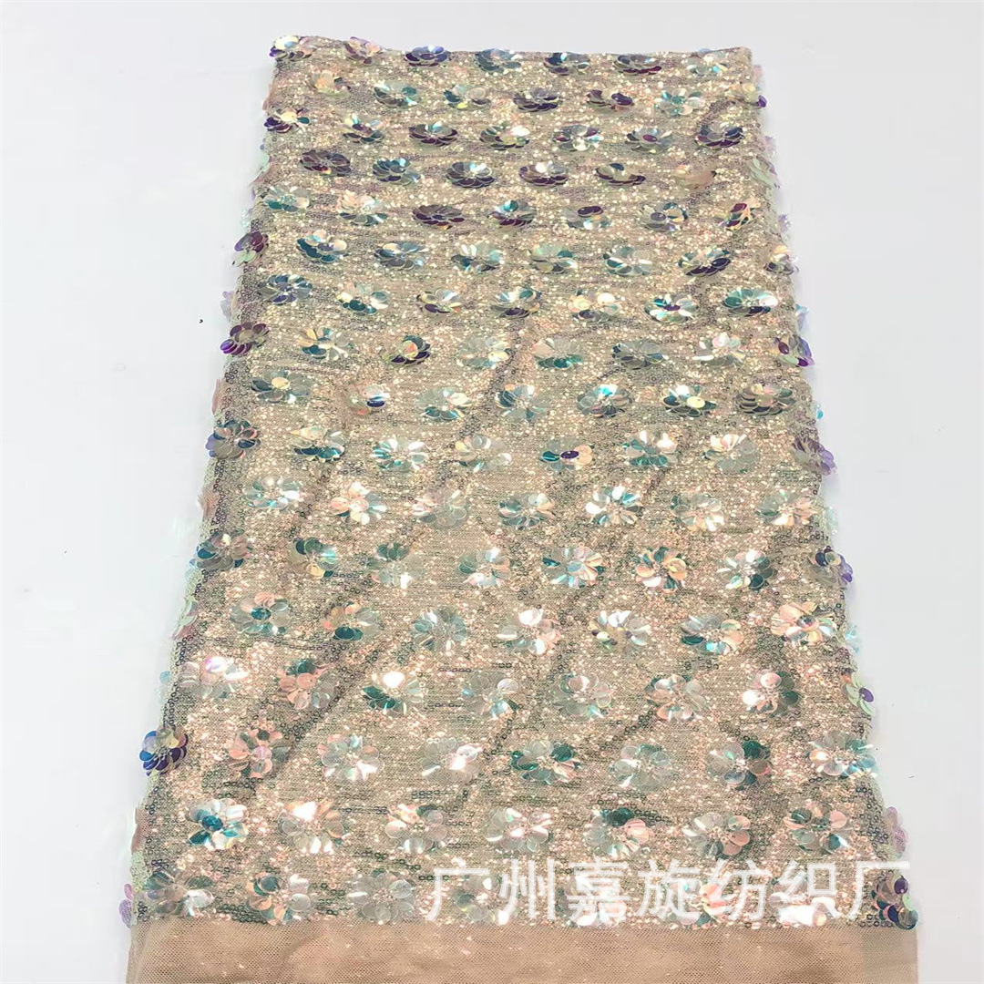 New 3D Stacked Rose Gold Glitter Sequin Mesh Fabric Dress Children's Clothing Skirt Shoes Bag Accessories