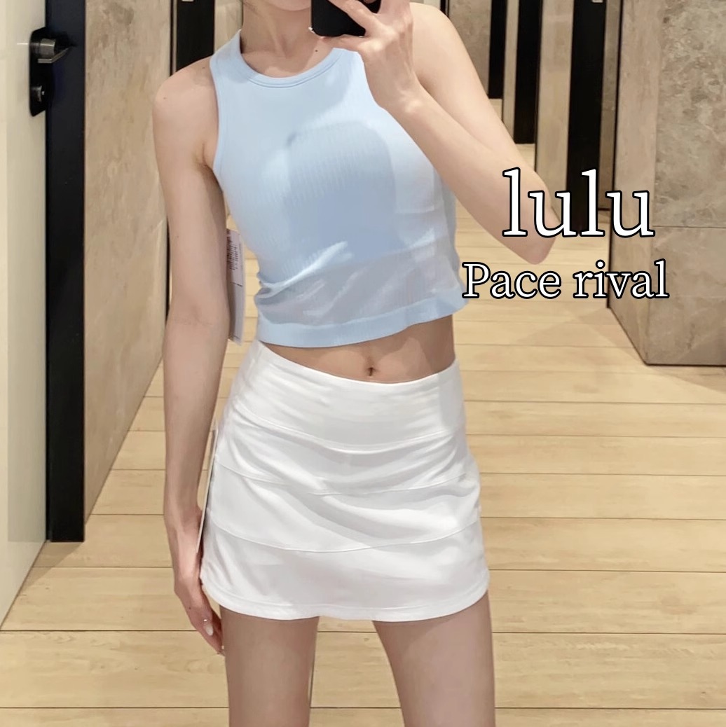 Lulu Same-style Pace rival Three-pleated Skirt Sports Tennis Skirt Women's Summer Anti-light Lined Fitness Skirt