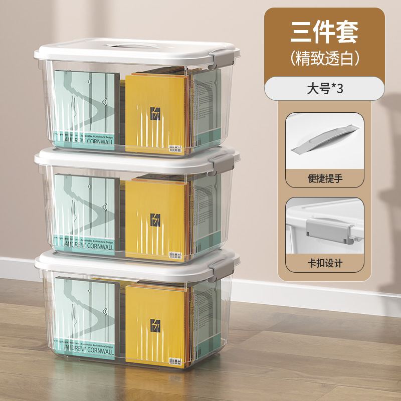 Picture of Transparent Storage Box Plastic Box with Lid Satchel Storage Box Large and Small Clothing Storage Box Organizer Box with Lid