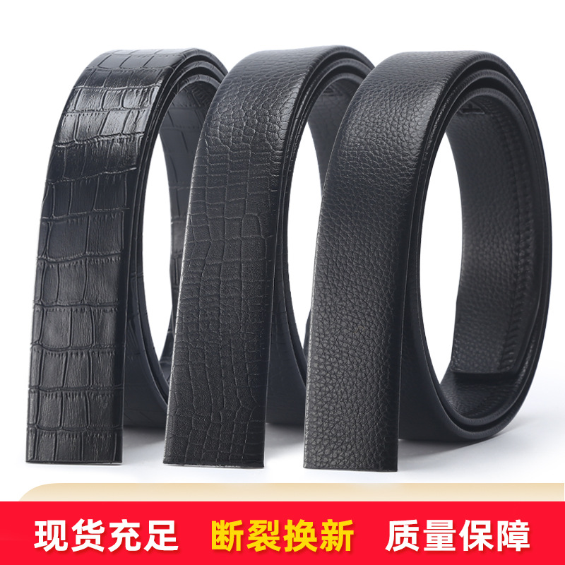 Black belt wholesale men's microfiber wear-resistant scratch-resistant crocodile pattern belt automatic buckle belt casual pants belt
